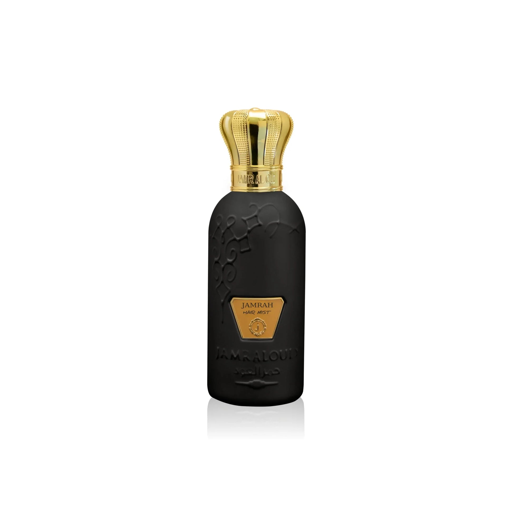 Jamrah Hair Mist luxury perfume bottle with gold crown cap from Jamr Al Oud Perfume House