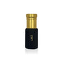 Luxury Jamr Al Oud black perfume bottle with gold cap and Arabic script on white background