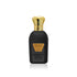 Jamr Al Oud Reem Al Mikhael black perfume bottle with gold crown cap on white background