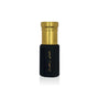 Luxury Jamr Al Oud black and gold perfume bottle with Arabic script on white background