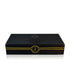 Jamr Al Oud luxury black perfume gift box with gold accents and logo, elegant packaging
