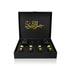 Luxury Jamr Al Oud Perfumes gift box with elegant black and gold fragrance bottles