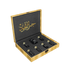 Luxury Jamr Al Oud Perfumes gift box with black and gold perfume bottles displayed