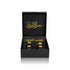 Luxury Jamr Al Oud gift box with two elegant black and gold perfume bottles